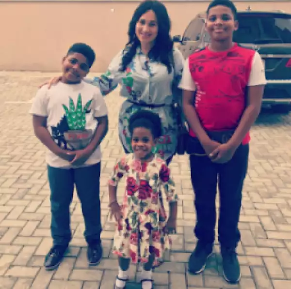 Cute Photo Of 37-Year-Old Actress, Caroline Danjuma And Her 3 Kids